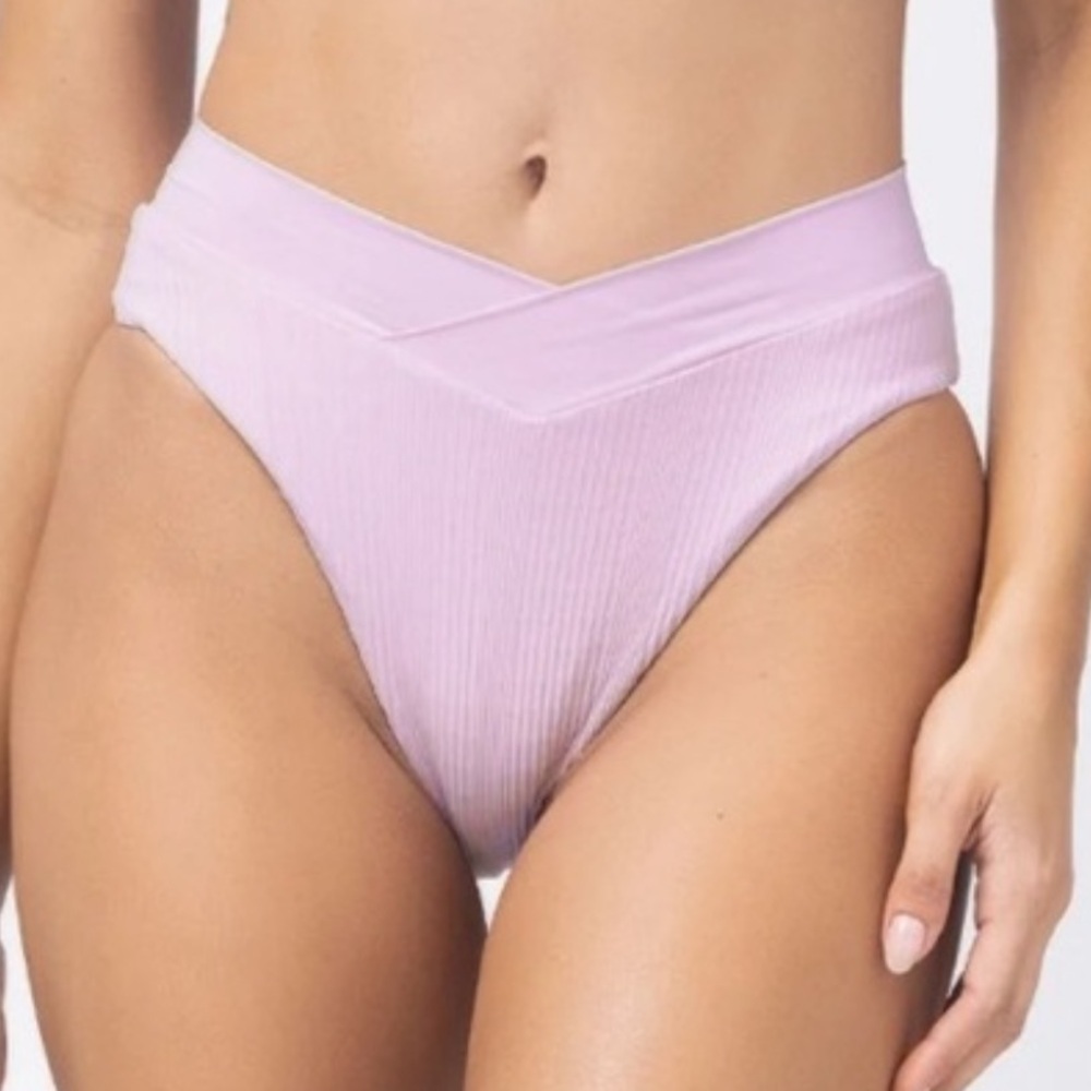 L*space Court Bitsy Ribbed Bikini Bottoms Pointelle Rib Peony. Size S